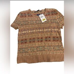 Ralph Lauren Sport Fair Isle Short Sleeve  Hand Knit Women's large